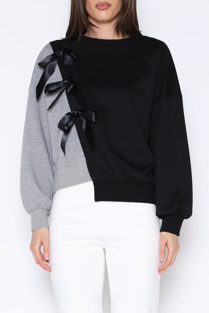 Color-Block Ribbon Sweatshirt