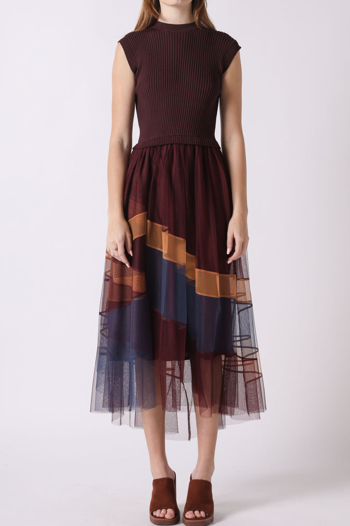 Bordeaux Breeze Colorblock Dress
