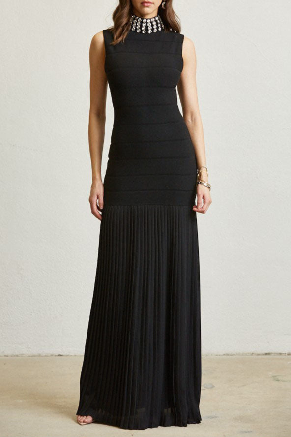 crystal pleated maxi dress Crystal Charm Maxi Dress