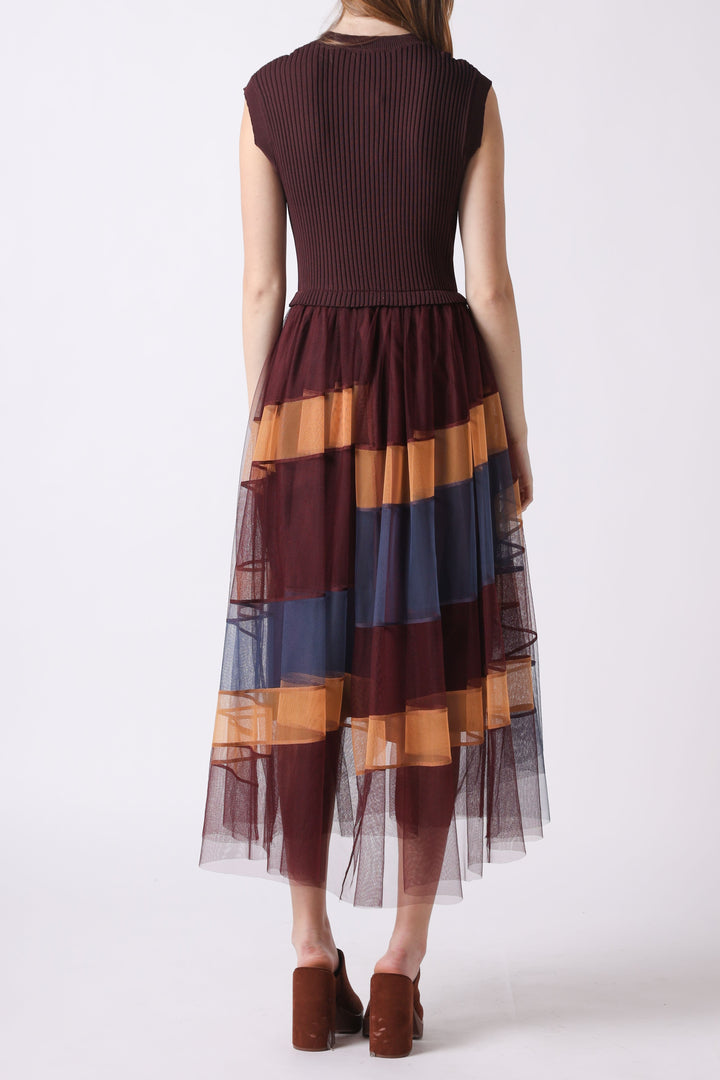 Bordeaux Breeze Colorblock Dress