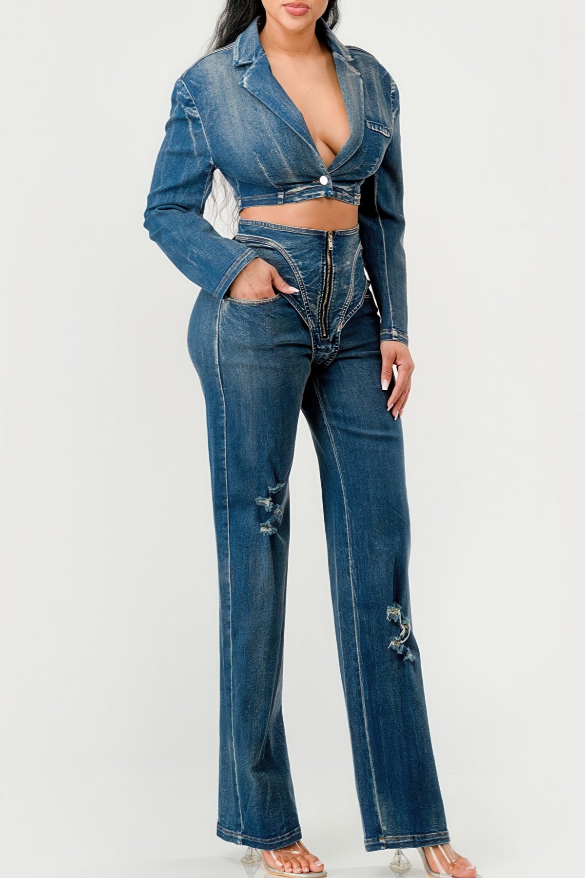 ジャケット・アウター urban edge denim set up (bocheron) Urban Edge Crop Denim Jacket | Seethatgal