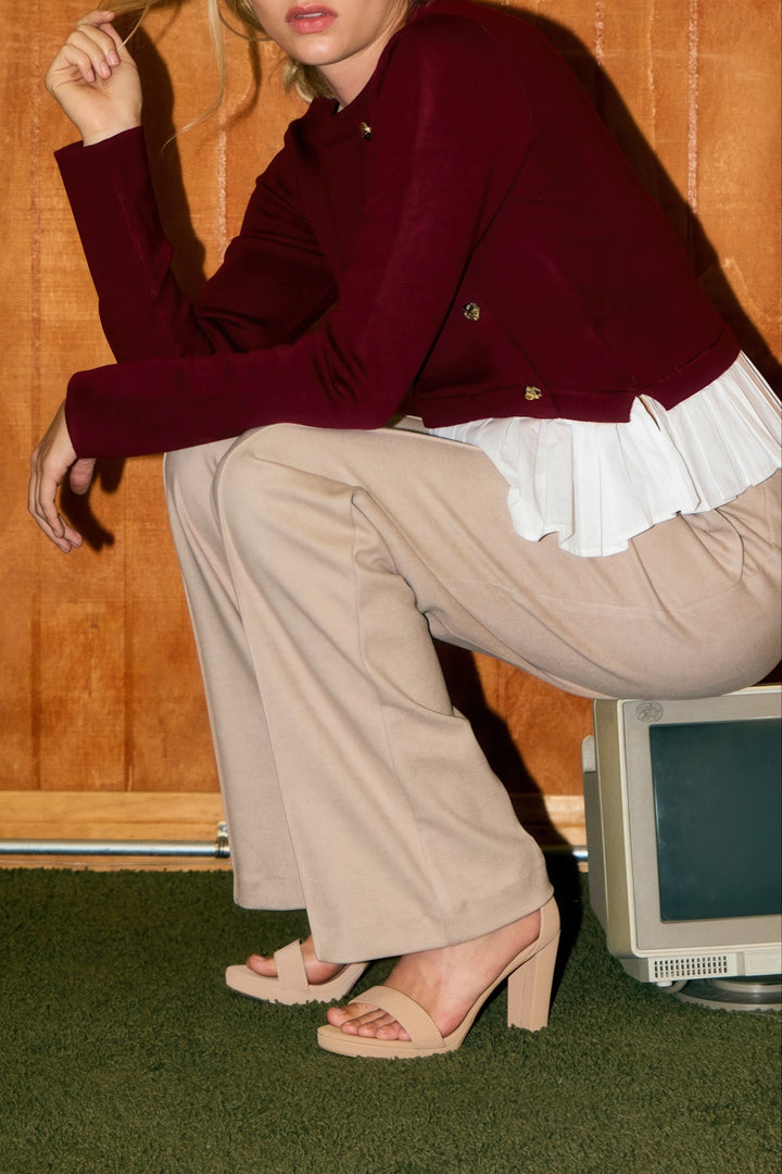 Bordeaux Pleat Top