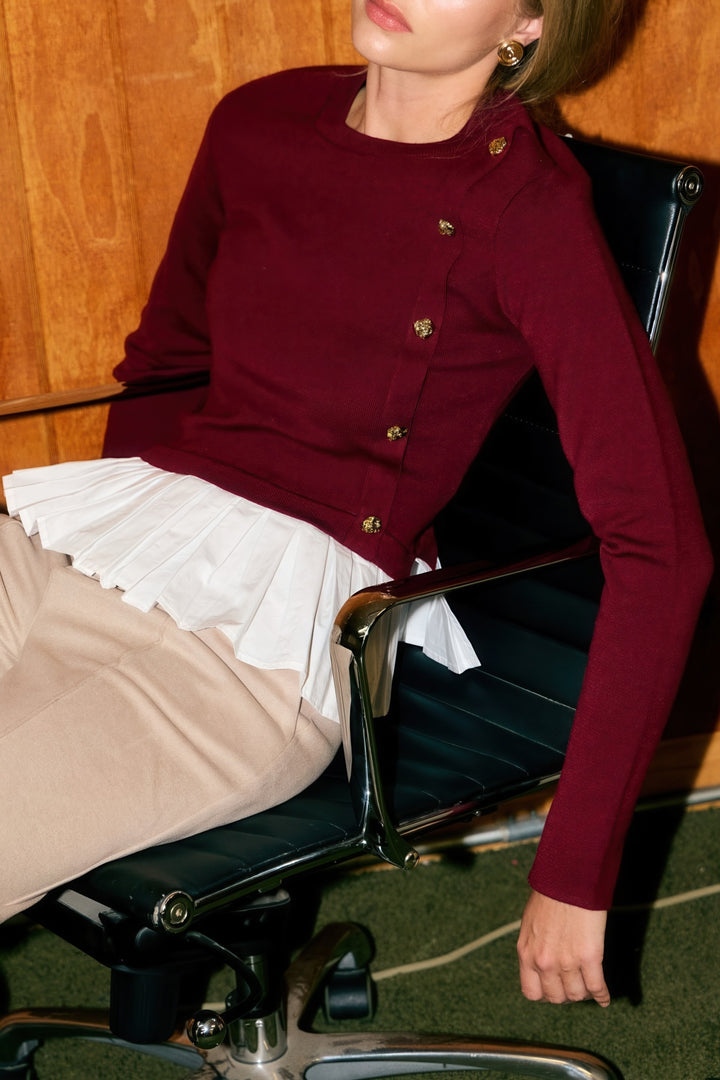 Bordeaux Pleat Top