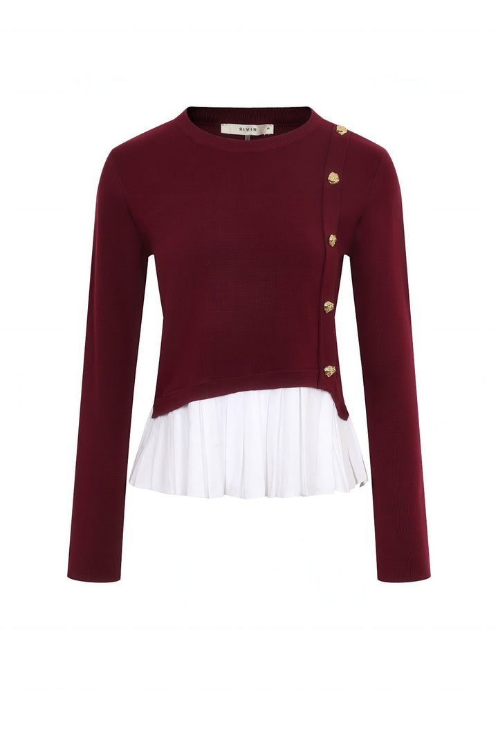 Bordeaux Pleat Top
