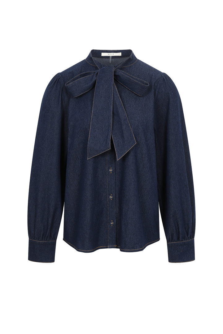 The Signature Tie Denim Blouse