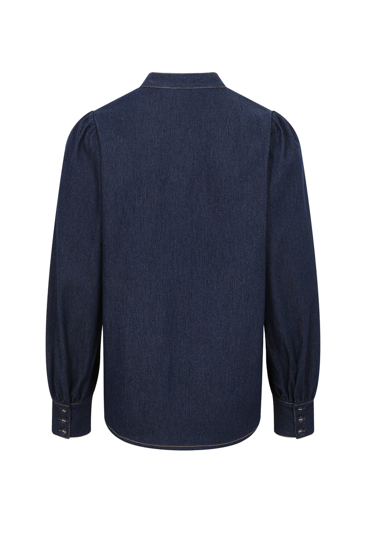 The Signature Tie Denim Blouse