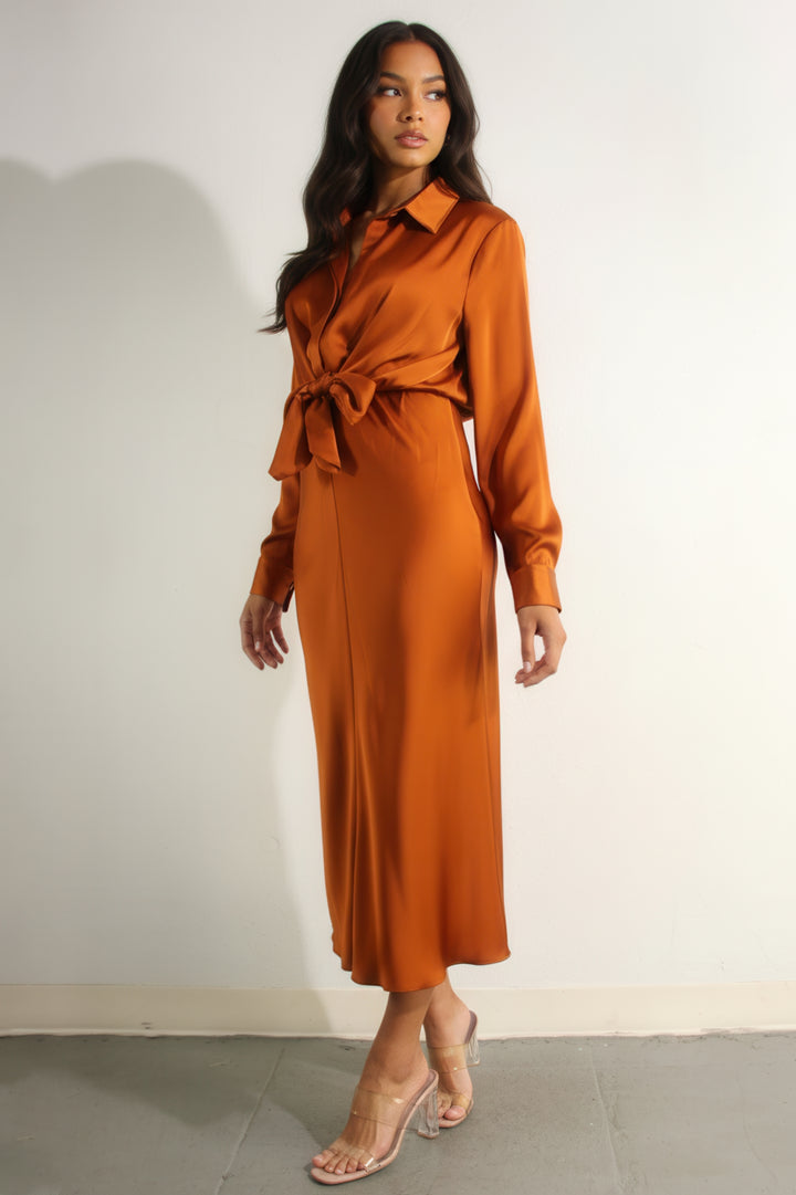 Sunset Glow Satin Dress